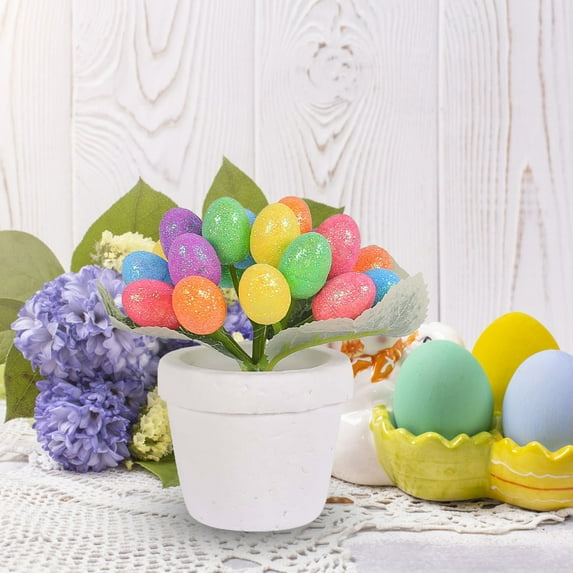 Jierger 4.72inch Easter Colorful Mini Eggs Decoration Home Easter Egg Potted Plants Ornaments Easter Egg Potted Creative Spotted Egg Pots Outdoor Garden Easter Decorations