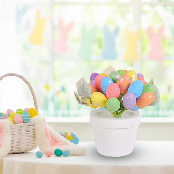 Jierger 4.72inch Easter Colorful Mini Eggs Decoration Home Easter Egg Potted Plants Ornaments Easter Egg Potted Creative Spotted Egg Pots Outdoor Garden Easter Decorations