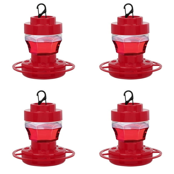 Jierger 4PCS Hummingbird Feeders for Outdoors Hanging, Plastic Humming Bird Nectar Feeder with 5 Feeding Ports Bee Proof & Ant Moat Wild Bird Feeder for Outside, Red