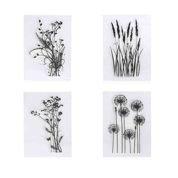 Jierger 4PCS Transparent Stamp Silicone Seal DIY Clip Art Album Decoration for DIY Scrapbooking Card Cards Making Photo Album Decorative