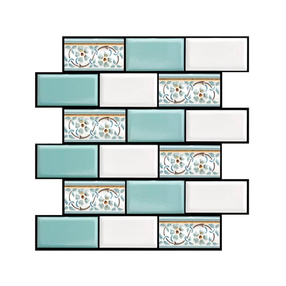 Jierger 4pcs 3D Peel and Stick Wall Tiles 3D Tile Stickers DIY Waterproof Self Adhesive Wall Stickers for Kitchen Island Bathroom Laundry Room RV 11.8 x 11.8 Inch