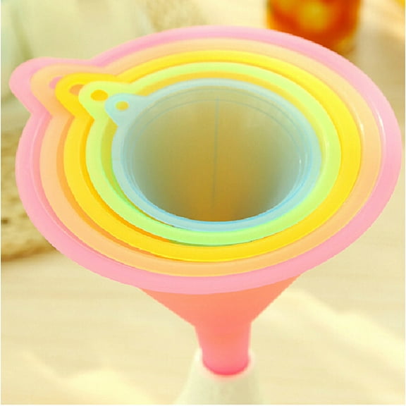 Jierger 5 PCS Colorful Plastic Funnel Small Medium Large Variety Liquid Oil Kitchen Set