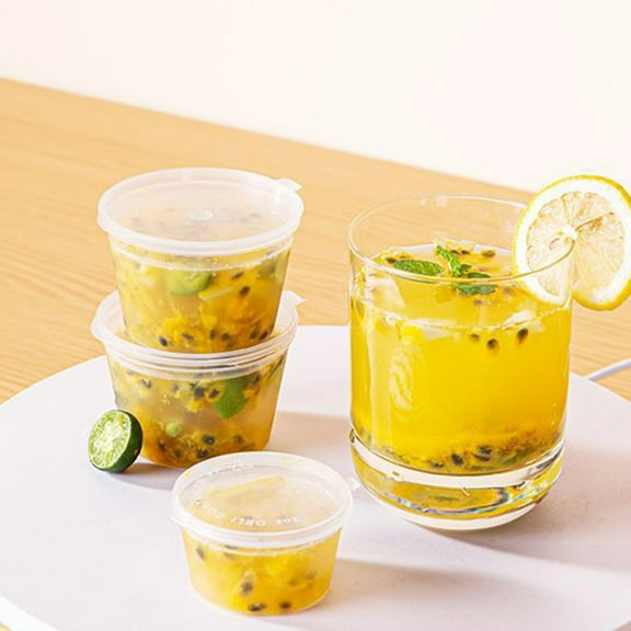 Jierger 50PCS 4oz Small Plastic Containers with Lids Portion Cups for Sauces Condiments Disposable Food Containers for Lunch, Parties, and Trips Airtight and Stackable
