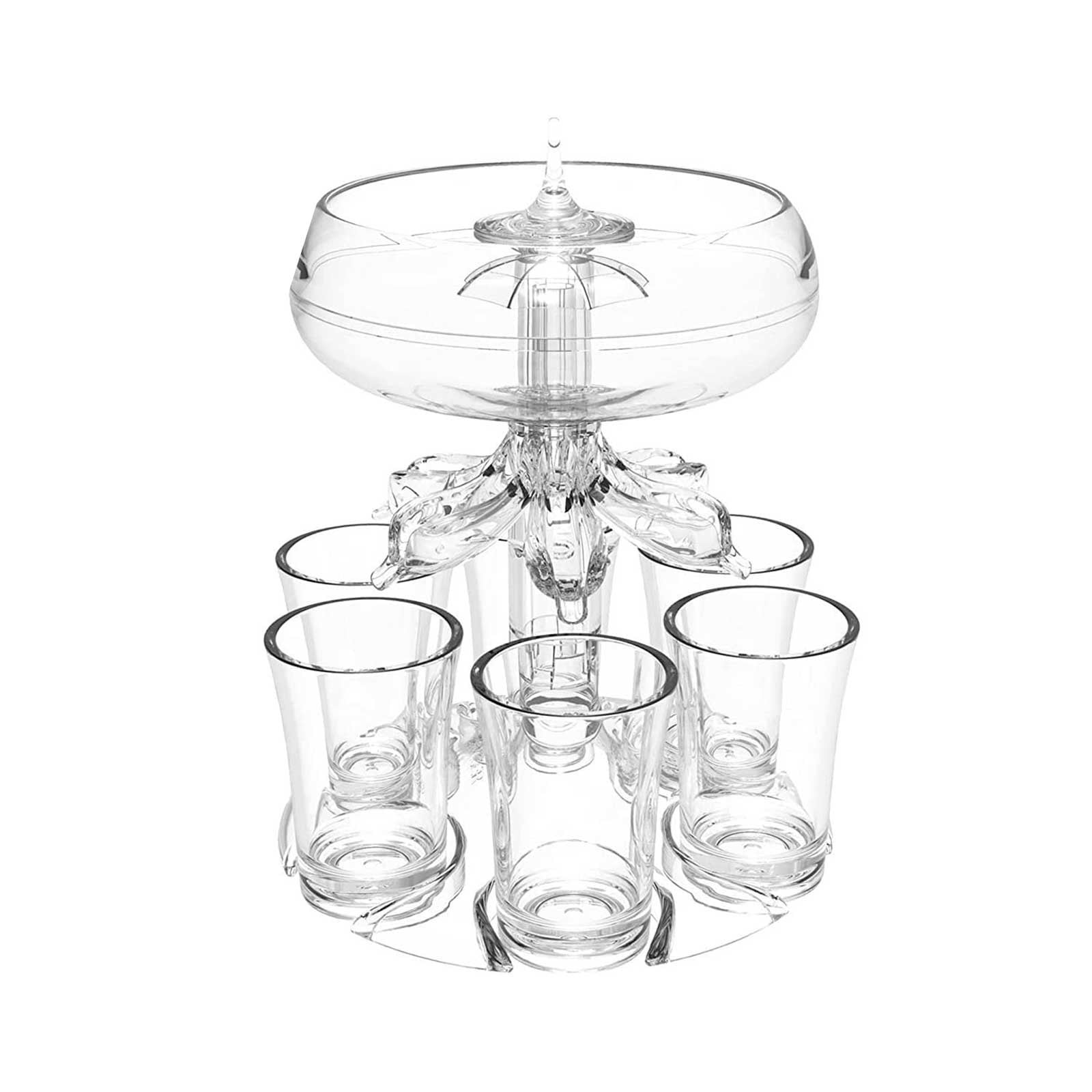 Jierger 6 Shot Glass Dispenser, 6 Way Shot Dispenser with Glasses for