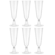 Jierger 6 packs 6.5 oz Gold Glitter Plastic Champagne Flutes Disposable Ideal for Toasting Wedding Birthday Baby Showers Mimosa Cocktails Parties