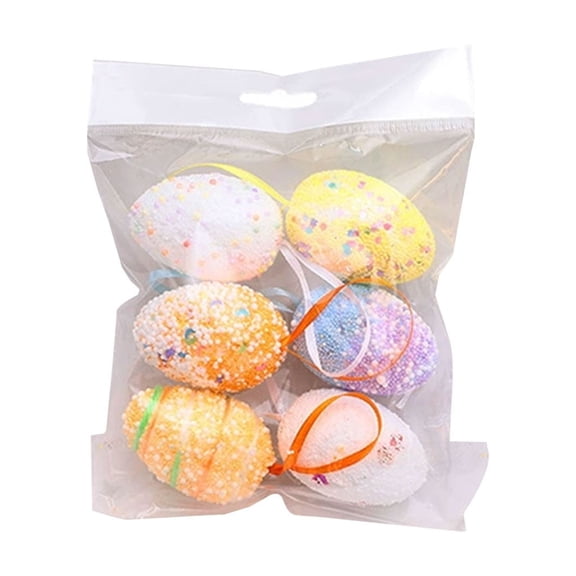 Jierger 6Pcs DIY Easter Egg Painting Pattern Set, Egg Festival Scene Decoration Pendants for Crafting, Colorful Egg Decor for Easter Displays and Party Styling