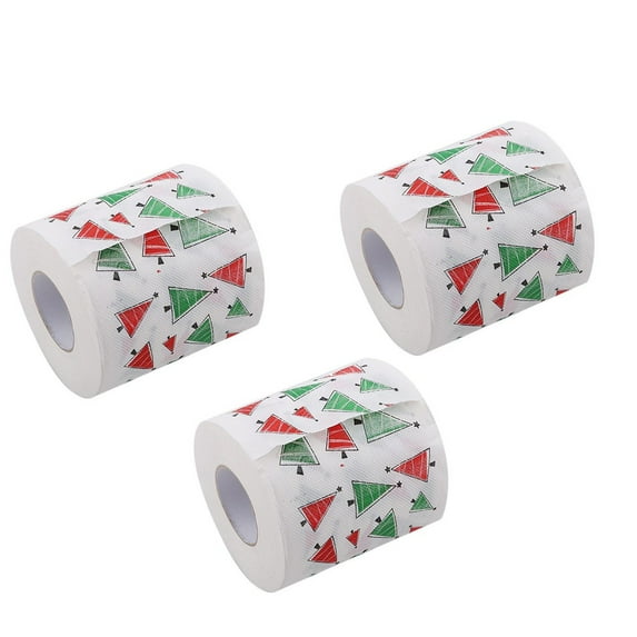 Jierger 6pcs Christmas pattern color toilet paper Santa Christmas tree printed tissue for Xmas Holiday Party Supplies Bathroom Decoration Gift