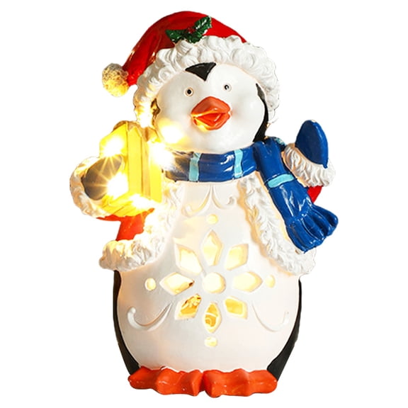 Jierger 8.66 Inch Christmas Decorations Glowing Music Ornaments Cute Music Glowing Sculptures of Santa Penguins and Reindeer Christmas Parties Bedrooms and Living Rooms Glowing Decorations
