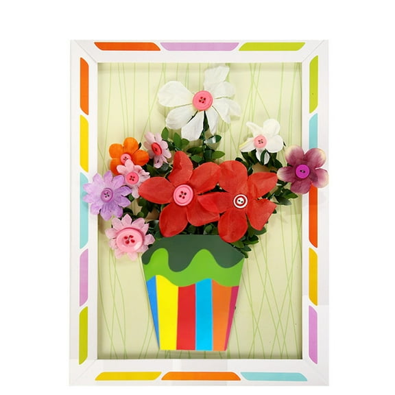 Jierger 9.6×13 Inch 3D Button Flower DIY Craft Kit, Creative Bouquet Frame Gift for Mother’s Day, Ideal for Classroom, Family Activities and Holiday Gifts
