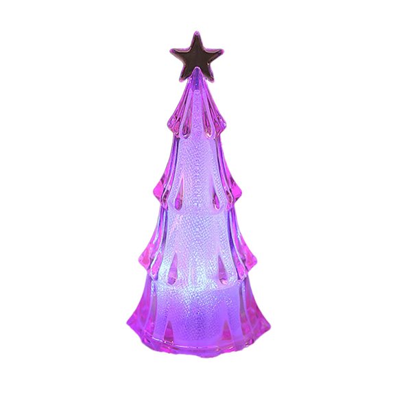 Jierger Acrylic Luminous Christmas Tree Night Light LED Rainbow Gradient Night Light , Candy Xmas Tree Tabletop Decor for Indoor Home Party Supplies