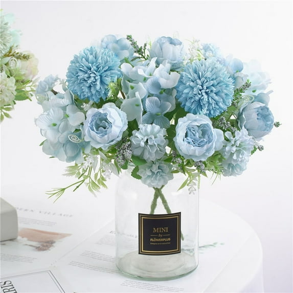 Jierger Artificial Simulated flower 7 forked colorful embroidered ball rose with Stems Silk Rose Bouquet Valentine's Day Decorations for Wedding Bridal Party Home Table Mom Birthday Decor 7.87x12.6inc