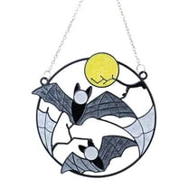 Jierger Bat Decor Gothic Wall Window Hangings Stained Moon Panels Halloween Decoration for Kitchen Garden Sculpture Bat Ornament Hanging for Home Wall Decor Halloween Party Outdoor indoor Supply