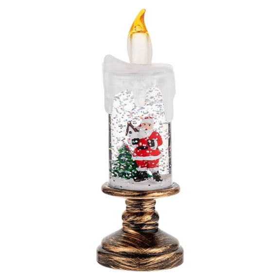 Jierger Christmas Globe Lamp With LED Flameless Candle Battery Operated Electronic Falling Snowflake Night Light For Tabletop Holiday Xmas Decorations For Mantel Windowsill Festive Decor