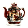 thumbnail image 1 of Jierger Christmas Teapot House Table 2D Acrylic Teapot Shaped Christmas House Tabletop Ornaments With Base Christmas Decorations For Home Mantel Shelf Centerpieces Fireplace Decor, 1 of 9