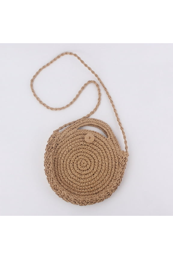 Circle Handwoven Round Retro Rattan πΊππππ Beach Bag Crossbody Holiday Beach Braided Bag Round Hand Bill Shoulder Dual Use Everything Casual πΊππππ Braided Bag