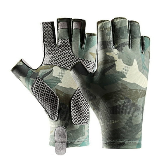 Jierger Clearance 1 Pair Sweat Absorbent Fishing Gloves Sun Gloves Upf 50 Fingerless Fishing Gloves for Men and Women Fishing, Boating, Kayaking, Hiking, Running, Cycling and Driving