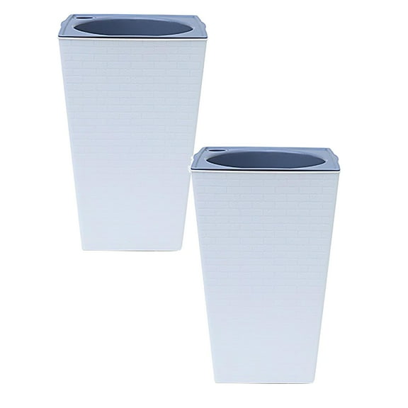 Jierger Clearance 2PCS Tall Tapered Planter - Plastic Square Plant Pots Tall Self Watering Indoor Outdoor for Patio Planter Pot Decorative Gardening & Home Decor Square,White