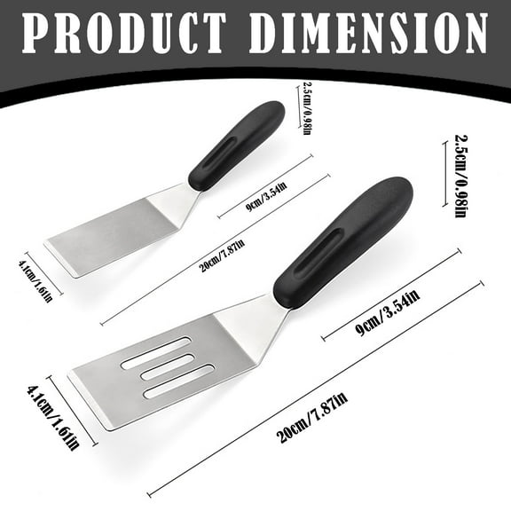 Jierger Clearance 2pcs Mini Stainless Steel Spatula, Small Serving Turner for Pancakes Eggs Cookies Desserts, Thin Metal Kitchen Utensil for Flipping Small Pans, DishwasherSafe