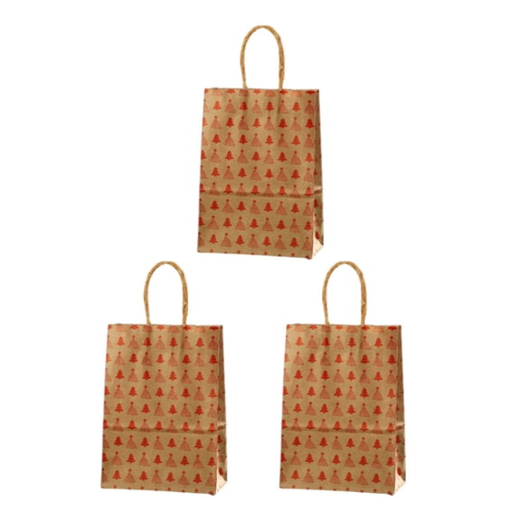 Jierger Clearance 3 pcs Regular Medium Sized Paper Bag with Handle Brown Cowhide Bag Grocery Shopping Bag Birthday Party Gift Wedding for Birthday, Holiday, Party for Celebrate Birthday Party