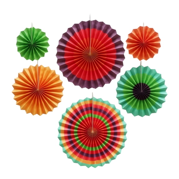 Jierger Clearance 6pcs Hanging Paper Fans Party Set Silver Round Pattern Paper Garlands Decoration for Birthday, Graduation & Retirement Decorations