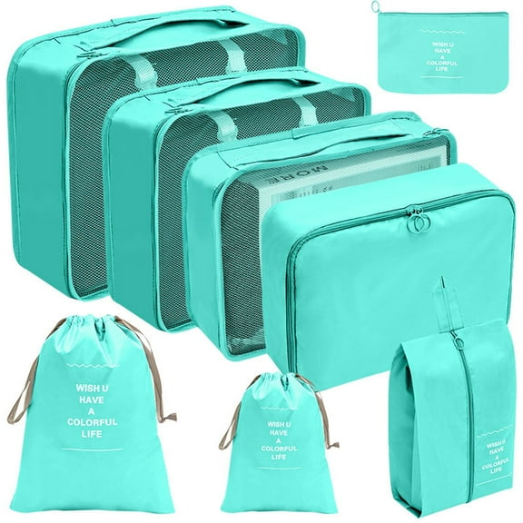 Jierger Clearance 8pcs Packing Cubes for Travel Travel Cubes Set Foldable Suitcase Organizer Lightweight Luggage Storage Bag for Travel Accessories Shoe Bag Tioletry Bag Laundry Bag