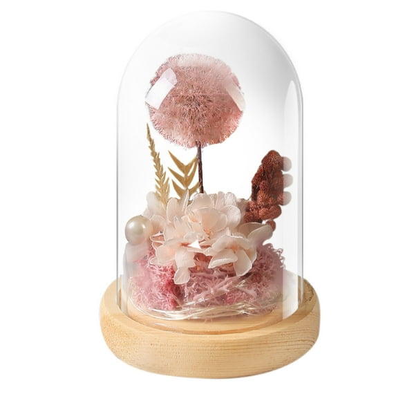 Jierger Clearance Artificial Flower Rose Gift Girl Valentine's Day with Glass Dome LED Light for Women Girls Mom Wife Sister Mothers Day Valentine's Day Birthday Wedding Decoration