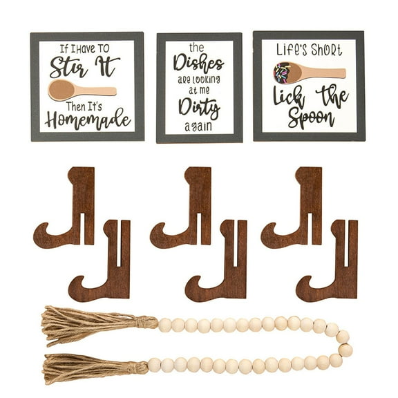 Jierger Farmhouse Decor for Tiered Tray Rustic Wooden Mini Sign Farmhouse Table Centerpieces with Artificial String Light Plastic Stand Farmhouse Tabletop Decorations for Home Kitchen