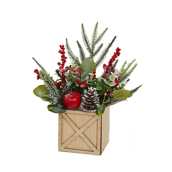 Jierger Potted Plant Decoration Christmas Small Box Desktop Decoration Small Ornament Artificial Pot Plant for Home Shelf Mantel Fireplace Table Windowsill Party Decor