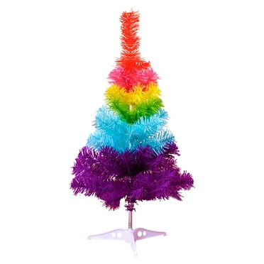 Jierger Pvc Material Mini Table Tree Small Artificial Christmas Trees with Mixed Rainbow Color for Table Top Christmas Decorations Indoor Home Decor Holiday Party Gifts