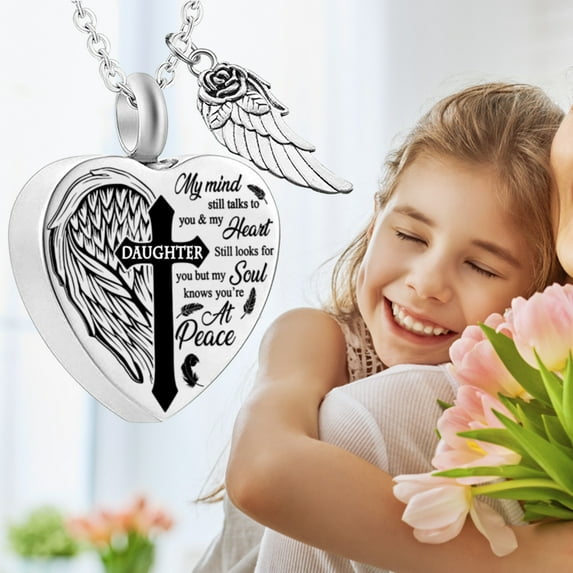 Jierger Cremation Jewelry for Ashes No Longer By My Side forever In My Heart Pendant Necklace for Ashes Grandma Grandpa Mom Dad Papa Nana Sister