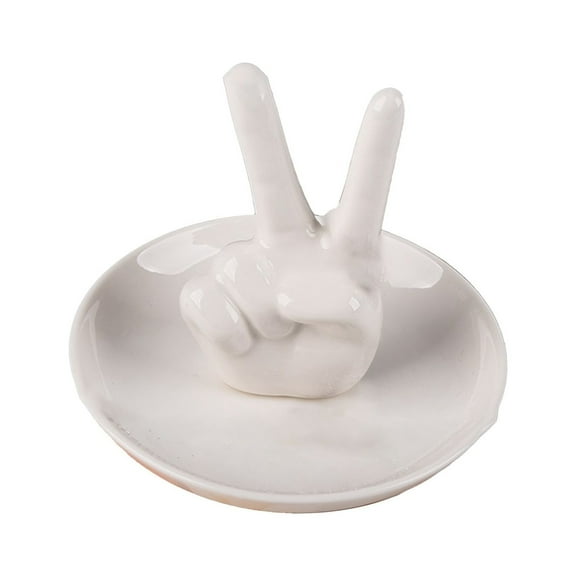 Jierger Desktop Ornament, Ceramic Gesture Ring Rack Jewelry Plate Hand Display Rack Creative Dresser Storage Tray Gift Perfect for Party Wedding Decor Home Decor Christmas Ornaments