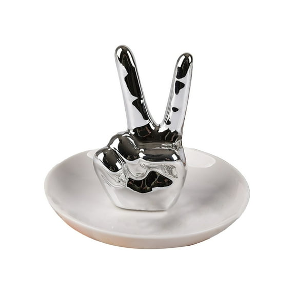 Jierger Desktop Ornament, Ceramic Gesture Ring Rack Jewelry Plate Hand Display Rack Creative Dresser Storage Tray Gift Perfect for Party Wedding Decor Home Decor Christmas Ornaments