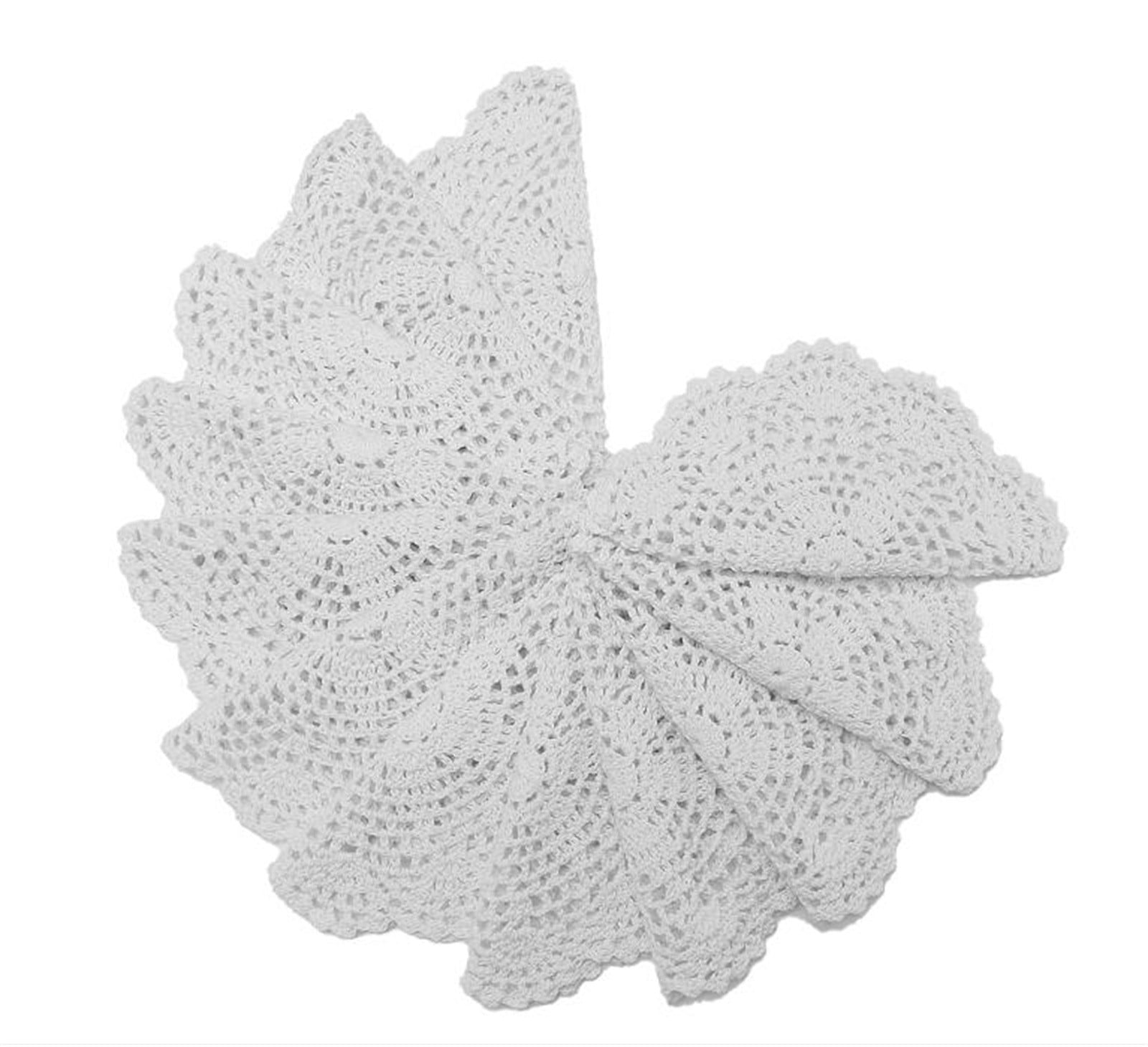 8 Pieces Doilies 10 Inch Crochet Round Lace Doily Handmade Placemats Crocheted Coasters White Honeysuckle