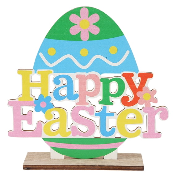 Jierger Easter Wooden Decorations Signs with Happy Easter Bunny Design, Wood Table Letters As Tabletop Ornament and Centerpiece, Perfect for Easter Tray and Home Decoration