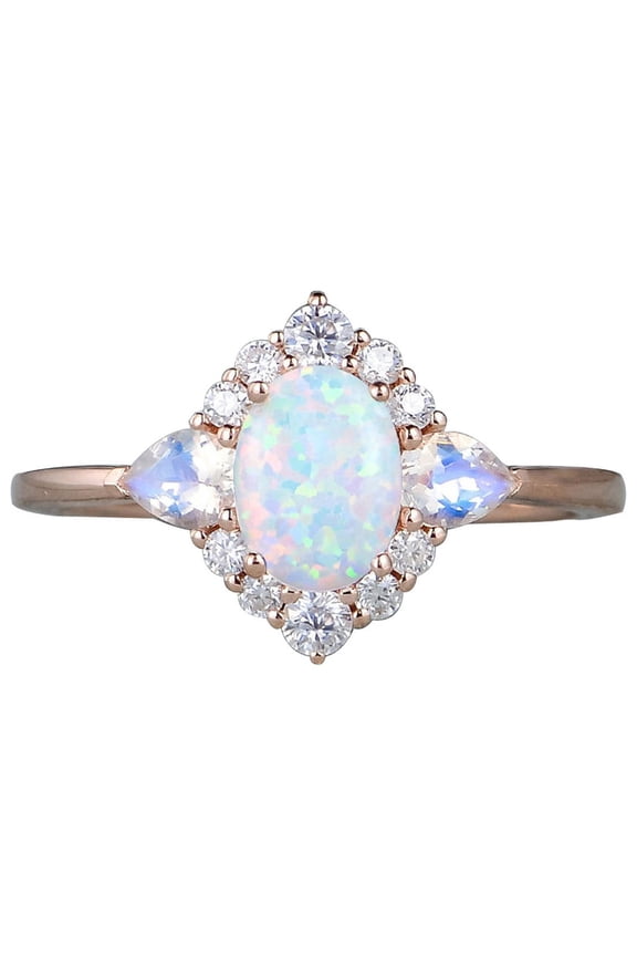 Exquisite Women's 925 Sterling Silver Ring Oval Cut Fire Opal Diamond Jewelry Birthday Gift Bridal Party Ring Size 6, 7, 8, 9, 10, 1 Pack Clearance