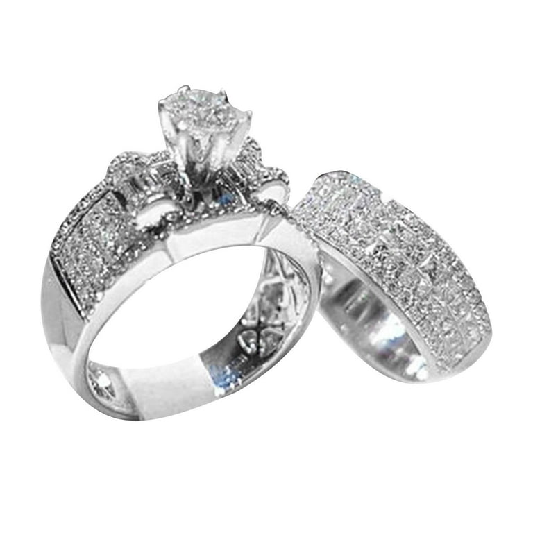 Jierger Fashion Brilliant Zircon Ring Set Jewelry Women Wedding