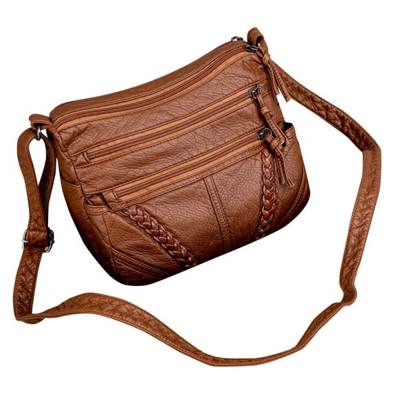 Jierger Fashion Ladies Solid Color Large Capacity Leather Shoulder Bag Messenger Bag for Women Shoulder Purses and Handbags for Men Women Outdoor Travel Work