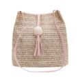 thumbnail image 1 of Jierger Fashion Ladies Summer 𝑺𝒕𝒓𝒂𝒘 Tassel Wood Ball Wild Shoulder Bag Beach Casual Bag for Women Shoulder Purses and Handbags for Men Women Outdoor Travel, 1 of 9