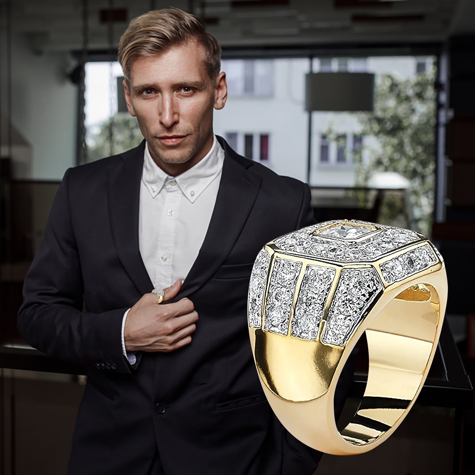 Ring Jewelry Men's Jewelry for Men's Rings Cfbcc Fashion Rings Men's Gold Double-Color Ring Creative Texas Map Badge Ring　並行輸入品 Men\u0027s Wedding Rings - Jewelry Designs - Product