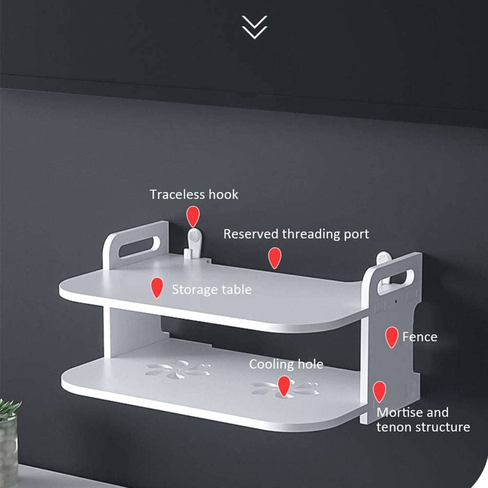 Jierger Floating Shelf for TV Components TV Box Shelf Thick DVD Player Wall Hanging Shelf Punching Storage Rack Floating Shelf for Set Top Box Router Game Consoles for Home