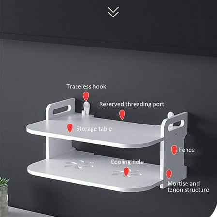 Jierger Floating Shelf for TV Components TV Box Shelf Thick DVD Player Wall Hanging Shelf Punching Storage Rack Floating Shelf for Set Top Box Router Game Consoles for Home