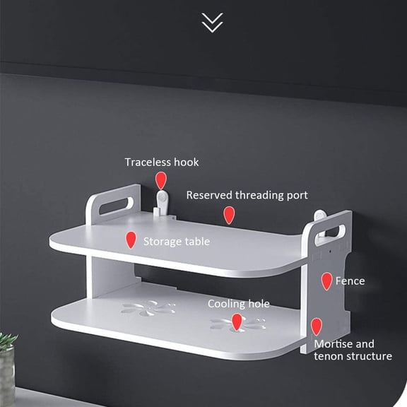 Jierger Floating Shelf for TV Components TV Box Shelf Thick DVD Player Wall Hanging Shelf Punching Storage Rack Floating Shelf for Set Top Box Router Game Consoles for Home