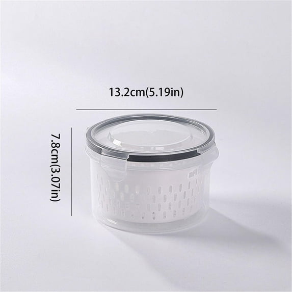 Jierger Fruit Vegetable Storage Containers for Fridge Draining Fresh Containers 3 In 1 Produce Savers Storage Containers Large Organizer Bins with Lid & Colander 3.07x5.19in