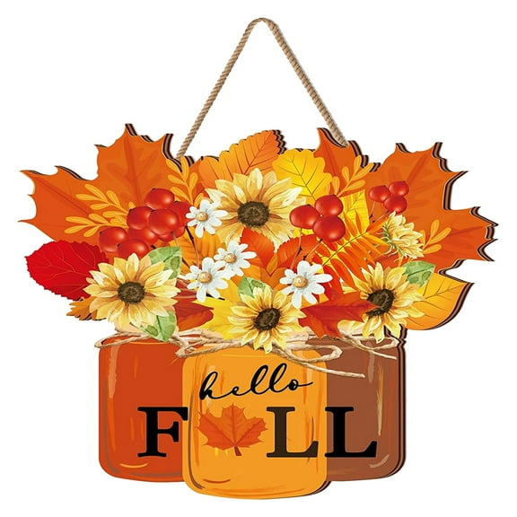 Jierger Halloween Door Decorations Indoors Outdoor Fall Wreaths for The Front Door Fall Leaves Pumpkin Wreaths for Thanksgiving Halloween Home Outdoor Indoor Window Walls Fall Decorations 11.8"x 11.8"