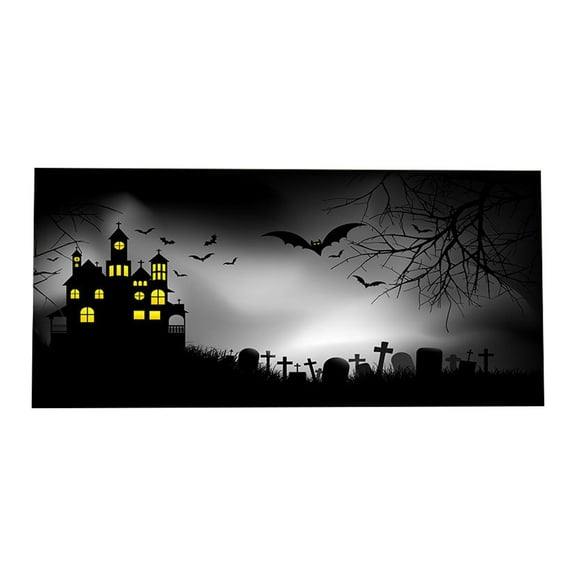 Jierger Halloween Garage Door Decorations Banner 7 X 16 Ft Movie Characters Halloween Garage Door Cover for Double Car Garage Hanging Halloween Mural for Outdoor Halloween Party