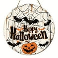 thumbnail image 1 of Jierger Halloween Sign Front Door Decor Funny Happy Halloween Witch Round Hanging Sign Decor Gothic Home Wall Wooden Decorations Witchy Wood Sign for Porch Season Decor 7.9X7.9 inches, 1 of 5