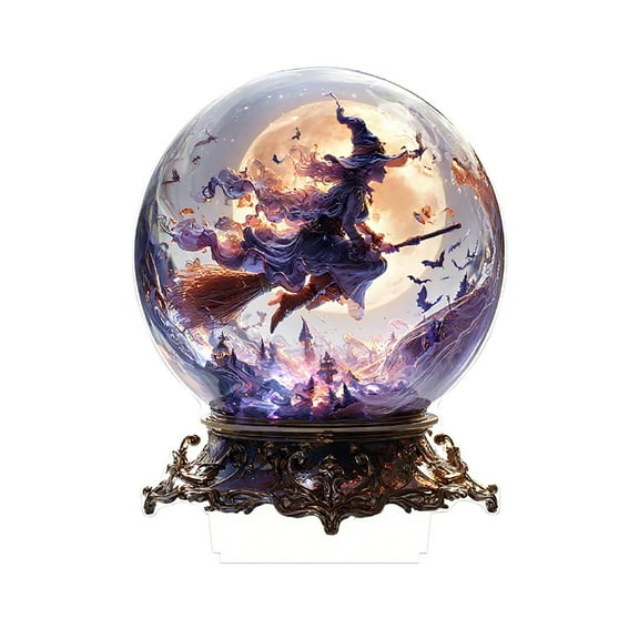Jierger Halloween Themed Acrylic Witch Standee Enchanting Decor for Parties & Home Decoration for Indoor Halloween Party, Home Table Centerpiece, Kitchen, or Office Decor