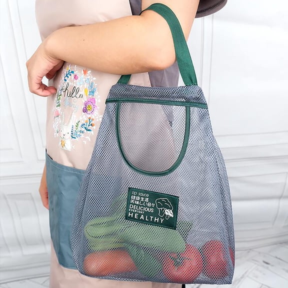 Jierger Household Fruit and Vegetable Mesh Bag Foldable Tote Shopping Bag Reusable Tote Bag Recycling Storage Tote Bag for Veggie Fruit Vegetable Grocery Storage