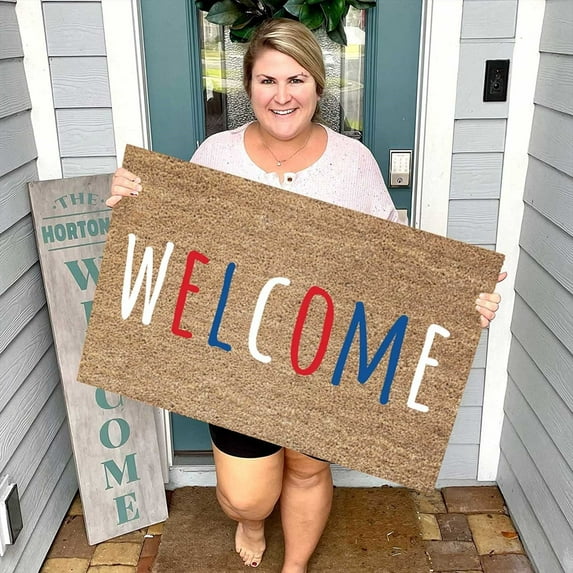 Jierger Independence Day Door Mat Pattern Decorative Entrance Mat Patriotic Welcome Mat Non Slip Washable Floor Mat for 4th of July Indoor and Outdoor Decoration 15.75x23.62inch