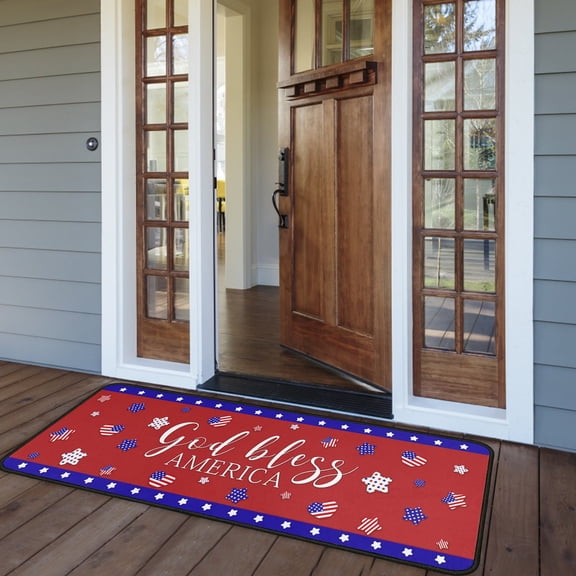 Jierger Memorial Day Welcome Door Mat 4th of July Patriotic Independence Day Doormat for Indoor Outdoor,Floor Mat Entry Rug Non-Slip Washable for Porch Front Door Entrance